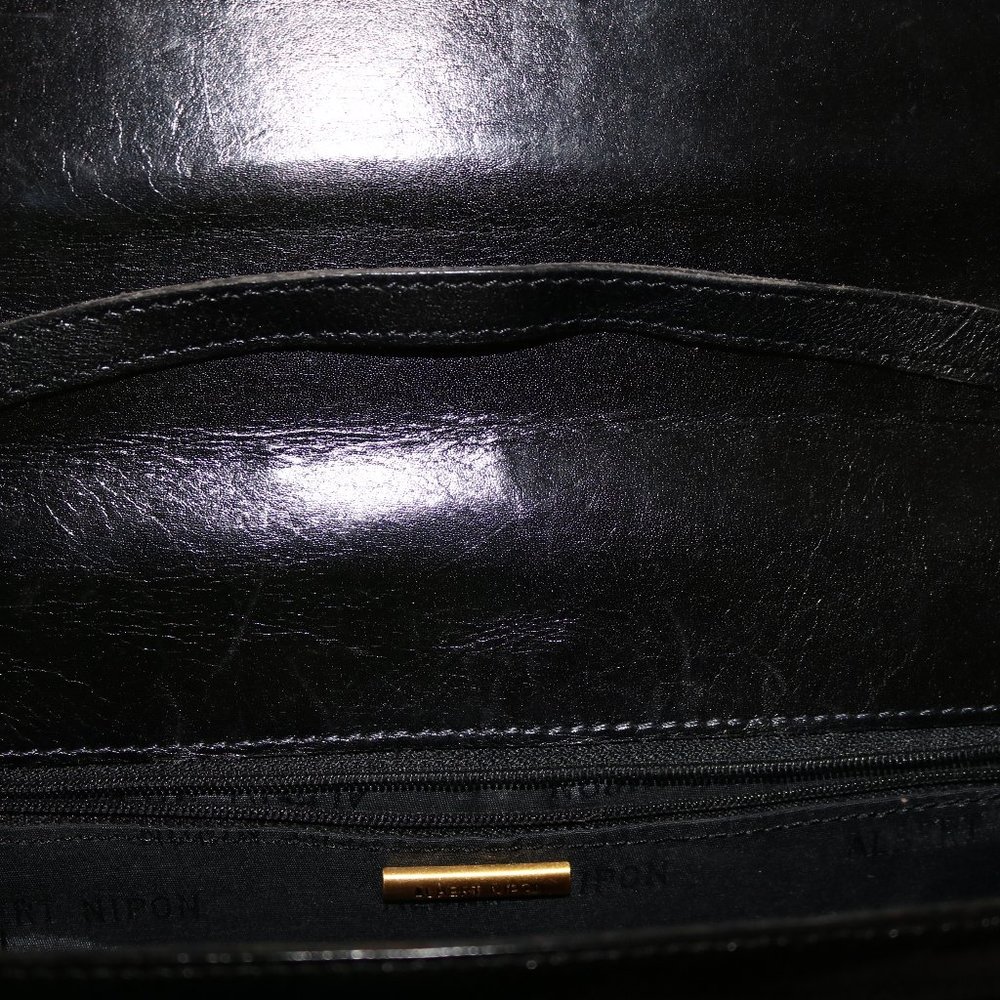 Vintage 1960 Albert Nipon Classic Black Leather H… - image 8